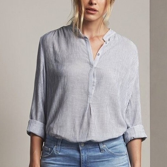 AG Audryn beautiful linen blend blue stripe tunic - Picture 1 of 15